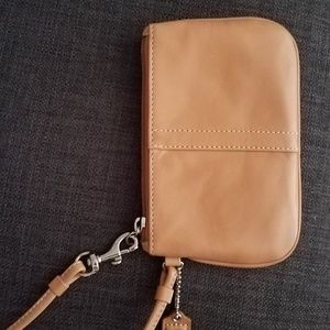 Camel-Colored Coach Wristlet